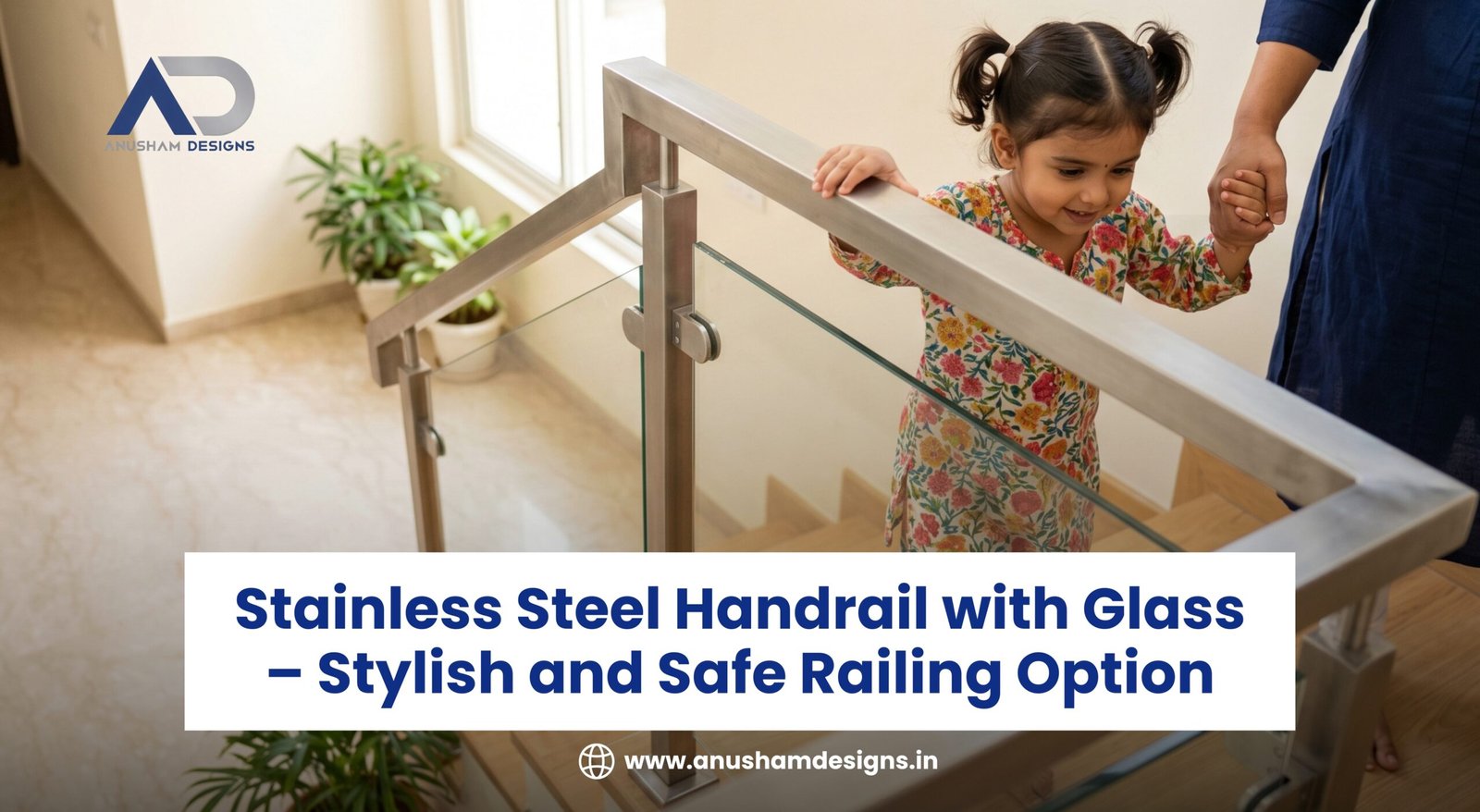 stainless steel handrail with glass
