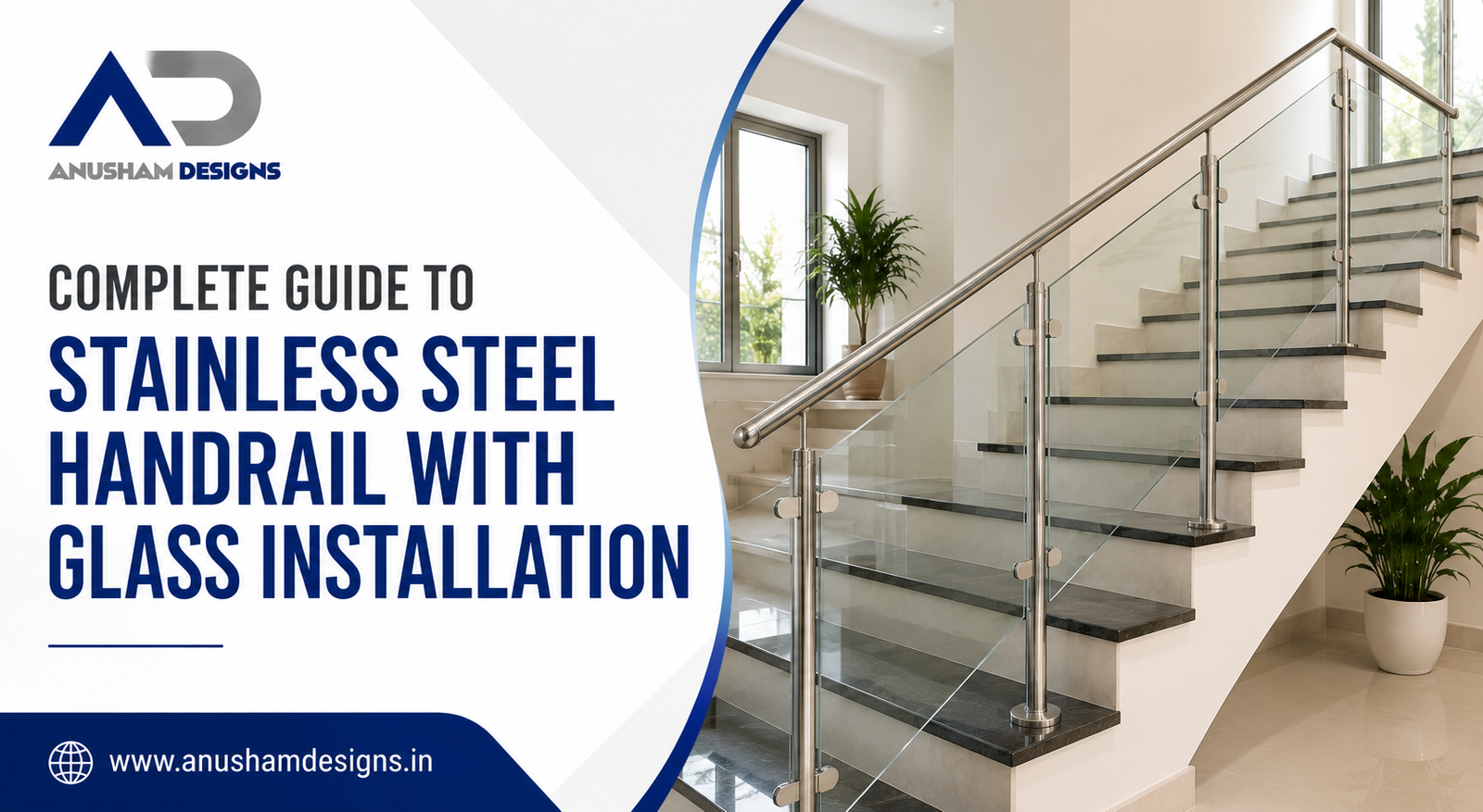stainless steel handrail with glass