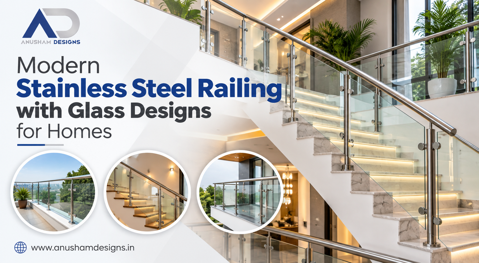 stainless steel railing with glass