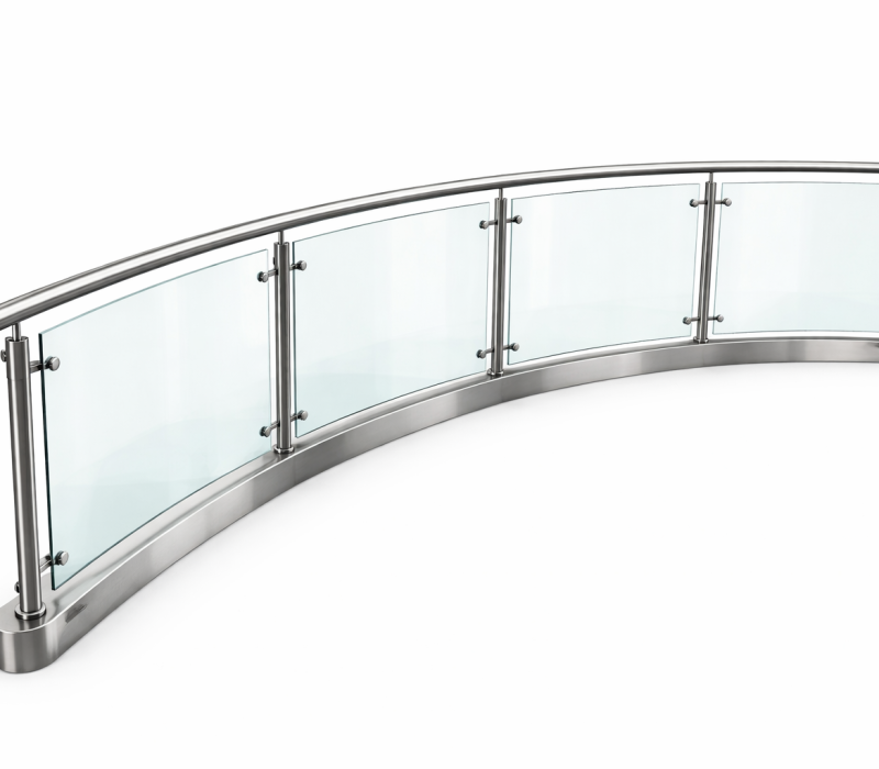 stainless steel railing with glass