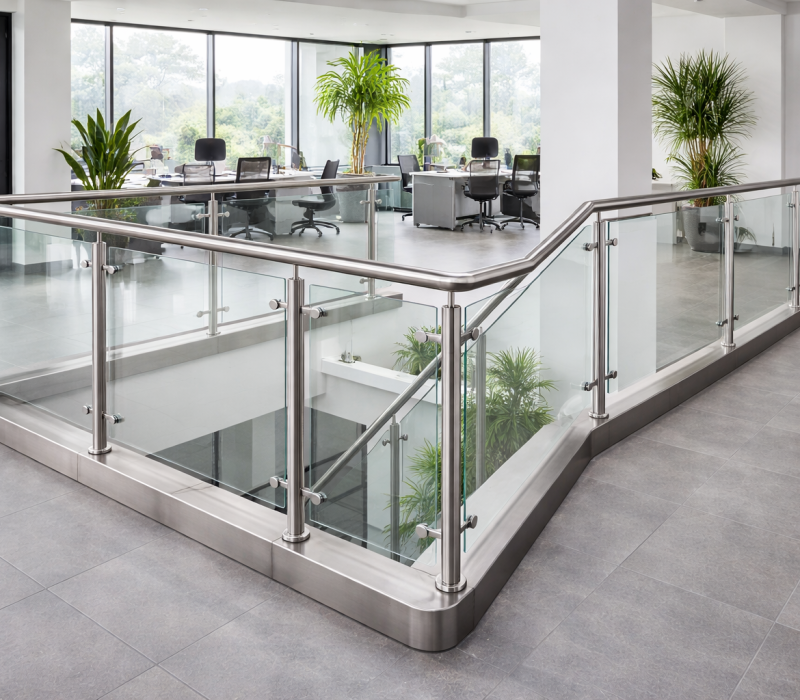 stainless steel handrail with glass